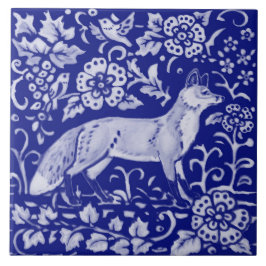 Blue White Fox Bird Woodland Bauernhof Rustikale K Fliese