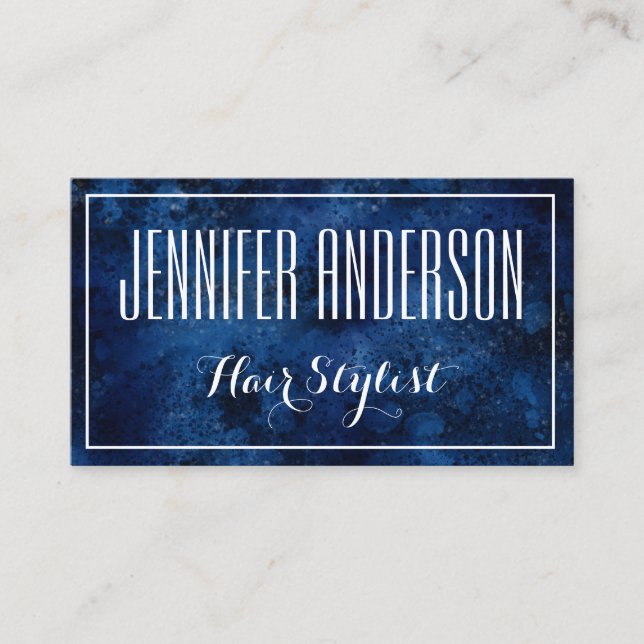 Blue White Friseur Salon Ernennung Terminkarte (Vorderseite)