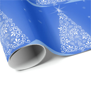 Blue White Frohe Weihnachtsbaumstars Night Light Geschenkpapier