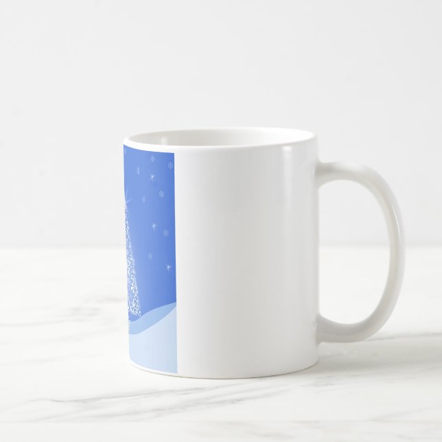 Blue White Frohe Weihnachtsbaumstars Night Light Tasse (Rechts)