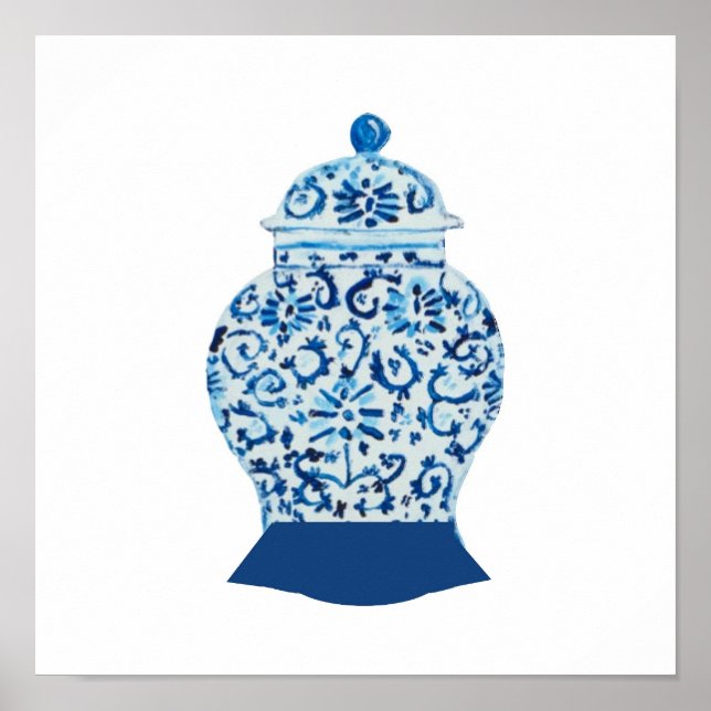 Blue White Ginger Jar Art Print Poster (Vorne)