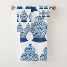 Blue White Ginger Jar Bath Handtuch Set