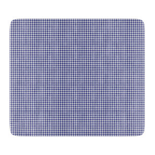 Blue-White Gingham-6 x 7 GLASS CUTTING BOARD Schneidebrett