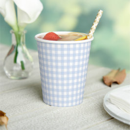 Blue & White Gingham Baby Dusche Pappbecher