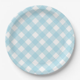 Blue & White Gingham Kariert Paper Teller