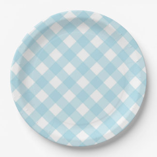 Blue & White Gingham Kariert Paper Teller
