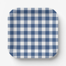 Blue White Gingham Pattern Pappteller