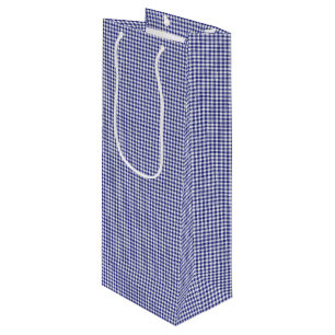 Blue-White Gingham-WINE GIFT BAG Geschenktüte Für Weinflaschen