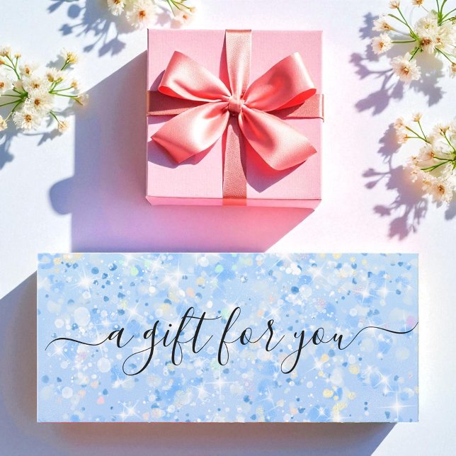 Blue White Glitzer Business Geschenkgutschein (Von Creator hochgeladen)