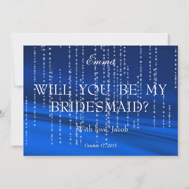 Blue White Glitzer Foil wirst du meine Bridesmaid  Einladung (Vorderseite)