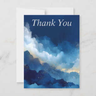 Blue, White & Gold Abstrakt Dankeschön Card Postkarte