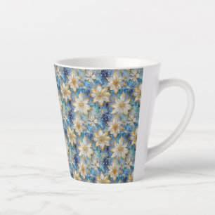 Blue White Gold Christmas Poinsettias Milchtasse