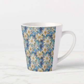 Blue White Gold Christmas Poinsettias Milchtasse