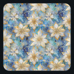 Blue White Gold Christmas Poinsettias Quadratischer Aufkleber<br><div class="desc">You are viewing The Lee Hiller Fotogray Art and Designs Collection of Home and Office Decor,  Apparel,  Ohrs and Collectibles. The Designs inklusive Lee Hiller Fotogray and Mixed Media Digital Art Collection. You can view her Nature fotogray at http://HikeOurPlanet.com/ and follow her hiking blog within Hot Springs National Park.</div>