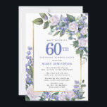 Blue White Gold Floral 60. Geburtstag Abendessen Einladung<br><div class="desc">Ehre eine besondere Frau mit dieser eleganten und weiblichen 60. Geburtstagsdinner. 60. ist in großem blauen Text geschrieben. Die Geburtstagsfeier folgt. Der Name des geehrten Gastes ist auch in blauen Hauptstädte zu finden. Der Rest des Textes ist weich taubengrau. Die Details der Geburtstagsfeier sind von einem schicken goldenen Rahmen umgeben,...</div>