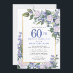 Blue White Gold Floral 60. Geburtstag Einladung<br><div class="desc">Ehre eine besondere Frau mit dieser eleganten und weiblichen 60. Geburtstagsfeier. 60. ist in großem blauen Text geschrieben. Die Geburtstagsfeier folgt. Der Name des geehrten Gastes ist auch in blauen Hauptstädte zu finden. Der Rest des Textes ist weich taubengrau. Die Details der Geburtstagsfeier sind von einem schicken goldenen Rahmen umgeben,...</div>