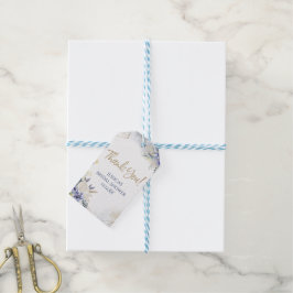 Blue White Gold Floral Rosen Watercolor Vielen Dan Geschenkanhänger