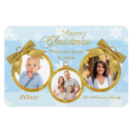 Blue White Gold Ornamente Weihnachts Foto Magnet