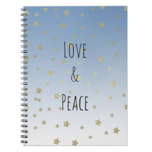 Blue White Gold Stars Liebe Peace Notizblock