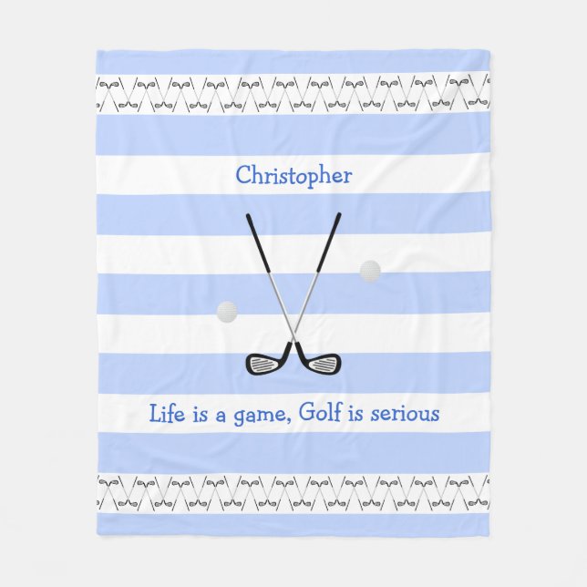Blue White Golf Club personalisiert Fleecedecke (Vorderseite)