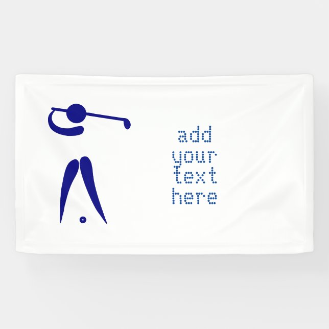 Blue White Golf Player Stil Custom Sports Banner (Horizontal)