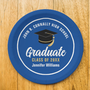 Blue White Graduate Custom 2025 Graduation Party Pappteller