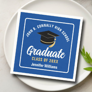 Blue White Graduate Custom Graduate Party Serviette