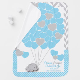 Blue, White Gray Elephant Baby Boy Babydecke