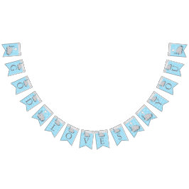 Blue, White Gray 🐘 Elephant Baby - Taufen Wimpelkette