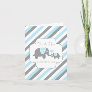 Blue, White Gray Stripe Elephant Vielen Dank Dankeskarte