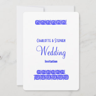 Blue White Greece Meander Key Personalisierte Hoch Einladung