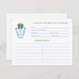 Blue White Green Ginger Jar Monogram Rezept Card Einladung