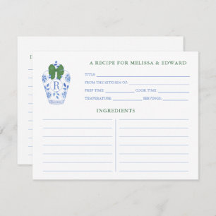 Blue White Green Ginger Jar Monogram Rezept Card Einladung