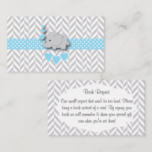 Blue White Grey Elephant Baby Shower Buy Request Begleitkarte