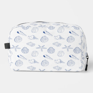 Blue White Hand Drawing Muscheln Beach Sommer Waschbeutel
