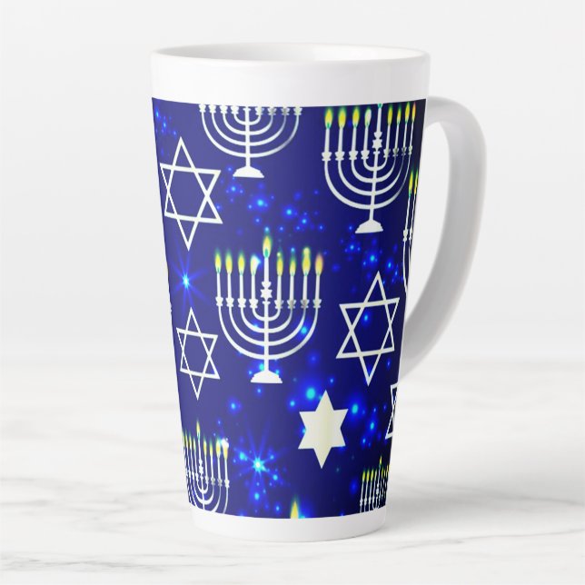 Blue & White Hanukkah Menorah Milchtasse (Rechte Ecke)