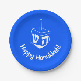Blue White Hanukkka Dreidel Holidays Pappteller