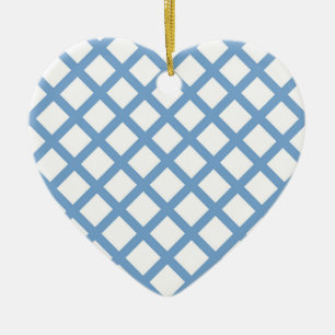 Blue White Harlequin Diamant Stripe Ornament