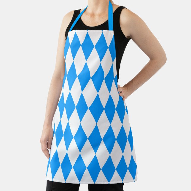 Blue White Harlequin Diamonds Schachbretts Design Schürze (Von Creator hochgeladen)