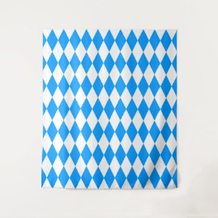 Blue White Harlequin Diamonds Schachbretts Design Wandteppich