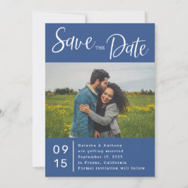Blue White Heart Foto Wedding Save The Date