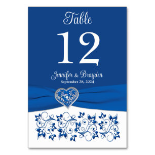 Blue White Heart of Liebe Wedding Tischnummer Card