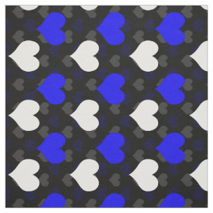 Blue White Hearts Black Stoff