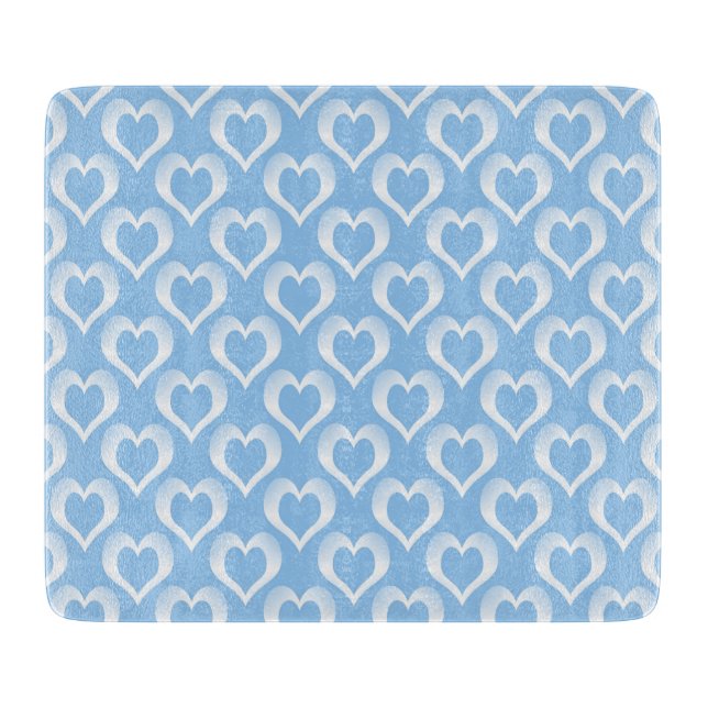 Blue White Hearts Pattern Schneidebrett (Vorderseite)