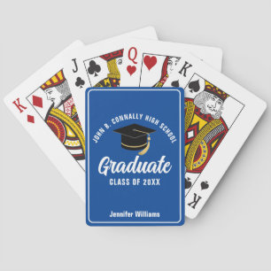 Blue White High School Graduate Custom Abschluss Spielkarten