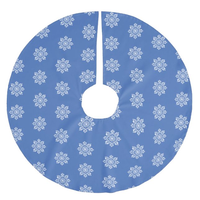 Blue White Holiday Chinoiserie Snowflake  Polyester Weihnachtsbaumdecke (Vorderseite)