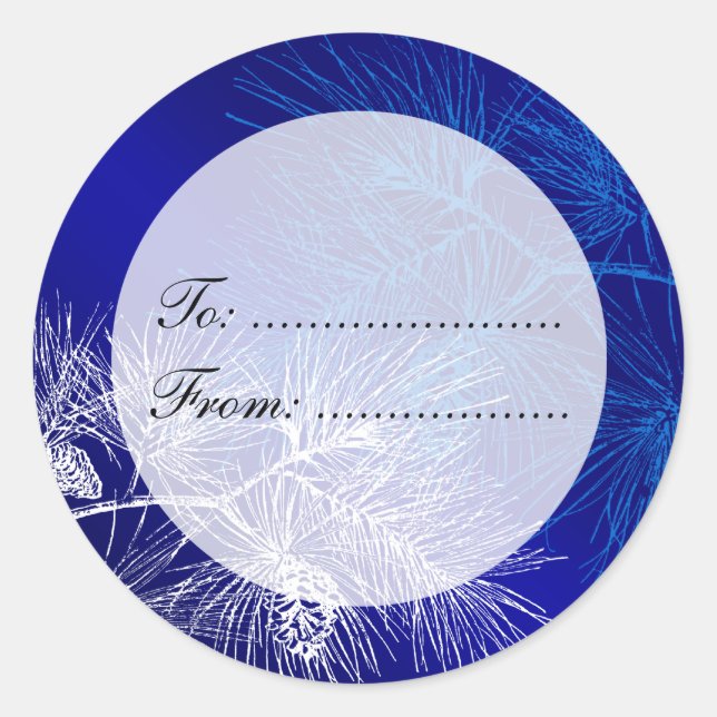 Blue White Holiday Custom Gift Tag Stickers (Vorderseite)