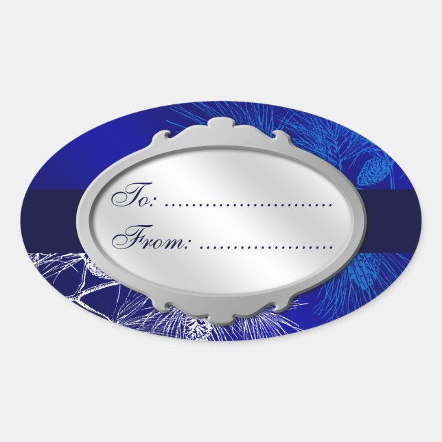 Blue White Holiday Custom Gift Tag Stickers (Vorderseite)