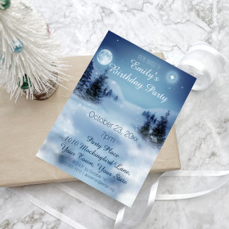 Blue & White Ice Winter Wonderland Geburtstagspart Einladung