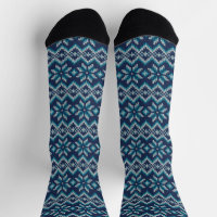 Blue & White Imitats Strick Pullover Schneeflocken